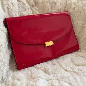Mansur Gavriel Patent Leather Envelope Clutch - red